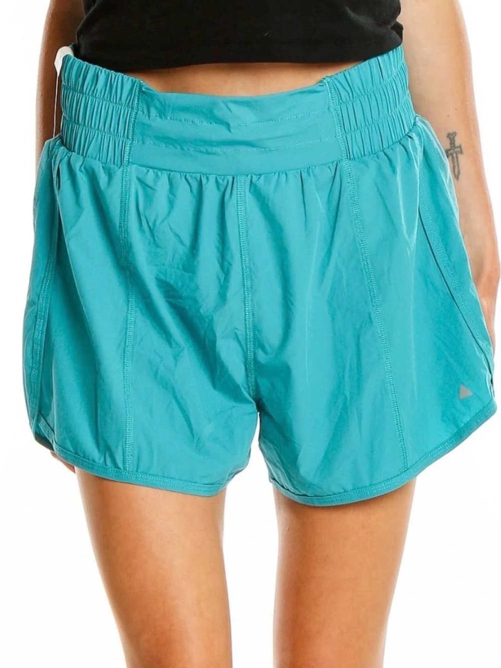 Balance Athletica Breeze Shorts Teal Smocked Waist Thong Liner Size Small